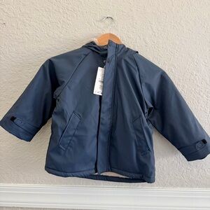 Zara Rubberized water repellent fleece lined raincoat / NWT/ Size 4 - Navy